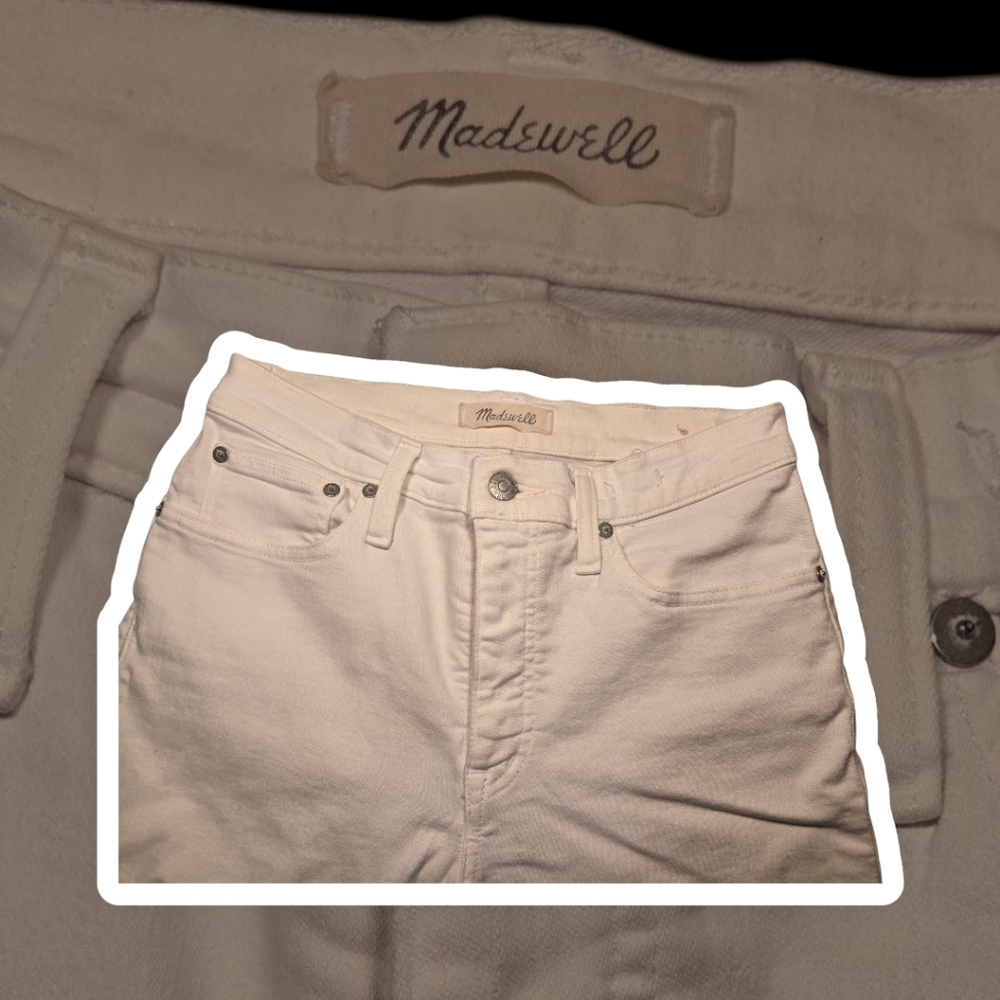 Madewell White High-Rise Denim Jeans Wide Leg Super Strechy Comfy Size 27b